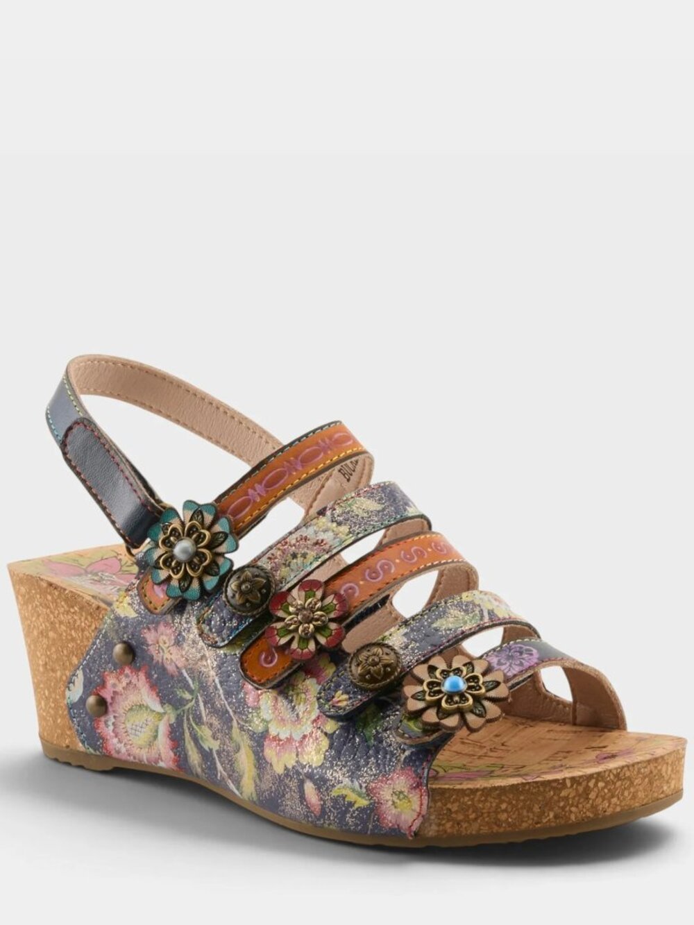 L Artiste Buckle It Up Strappy Wedge Sandal size 8.5 NWB